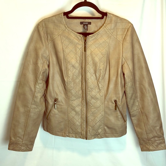 Alfani Vegan Leather Stone Colored Moto Jacket - Picture 1 of 7
